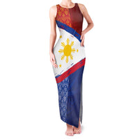 Philippines National Flag Day Family Matching Tank Maxi Dress and Hawaiian Shirt Polynesian and Yakan Tattoo Brush Style