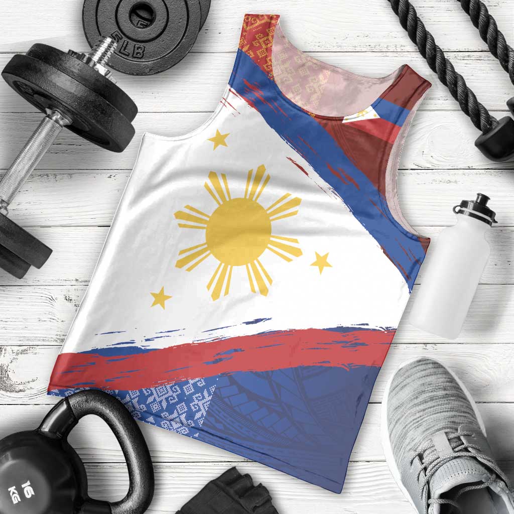 Philippines National Flag Day Men Tank Top Polynesian and Yakan Tattoo Brush Style