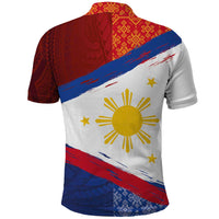 Philippines National Flag Day Polo Shirt Polynesian and Yakan Tattoo Brush Style