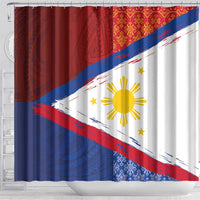Philippines National Flag Day Shower Curtain Polynesian and Yakan Tattoo Brush Style