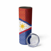 Philippines National Flag Day Skinny Tumbler Polynesian and Yakan Tattoo Brush Style