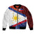 Philippines National Flag Day Sleeve Zip Bomber Jacket Polynesian and Yakan Tattoo Brush Style