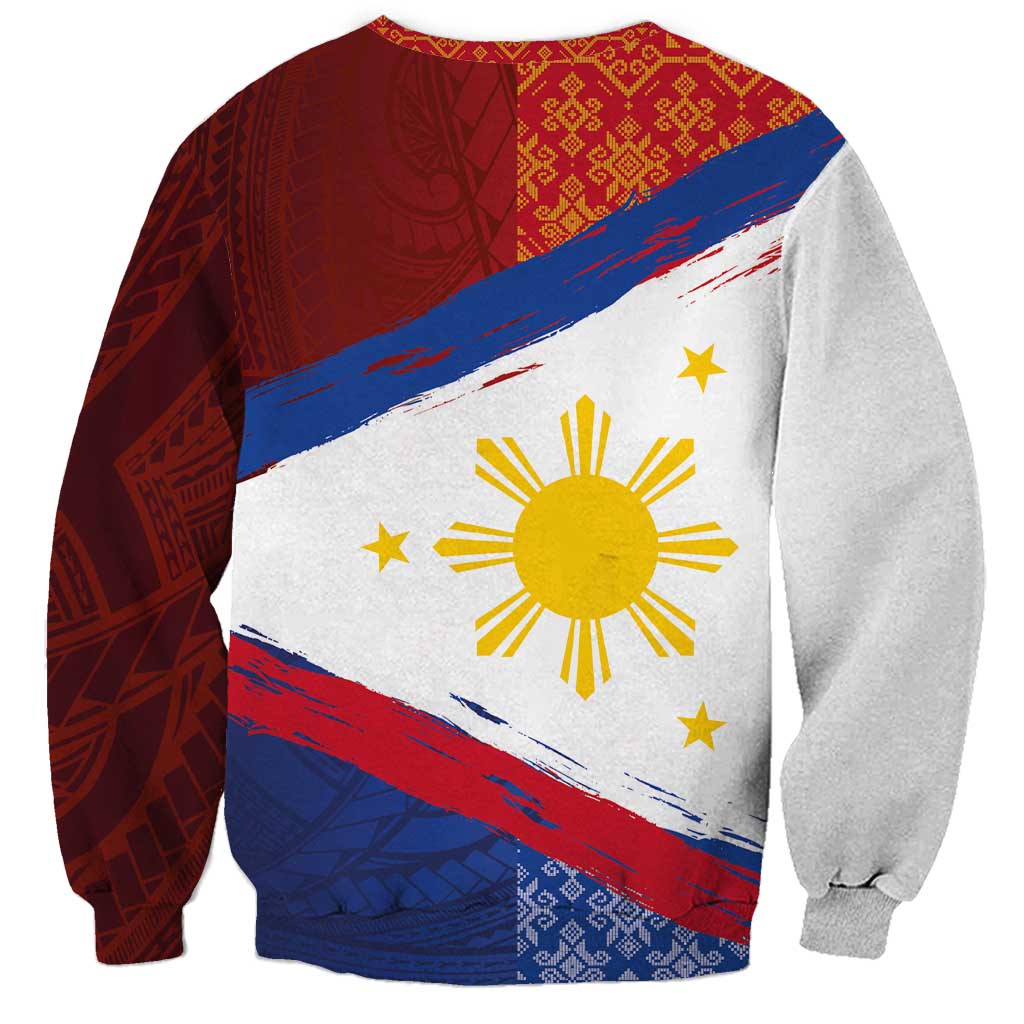 Philippines National Flag Day Sweatshirt Polynesian and Yakan Tattoo Brush Style