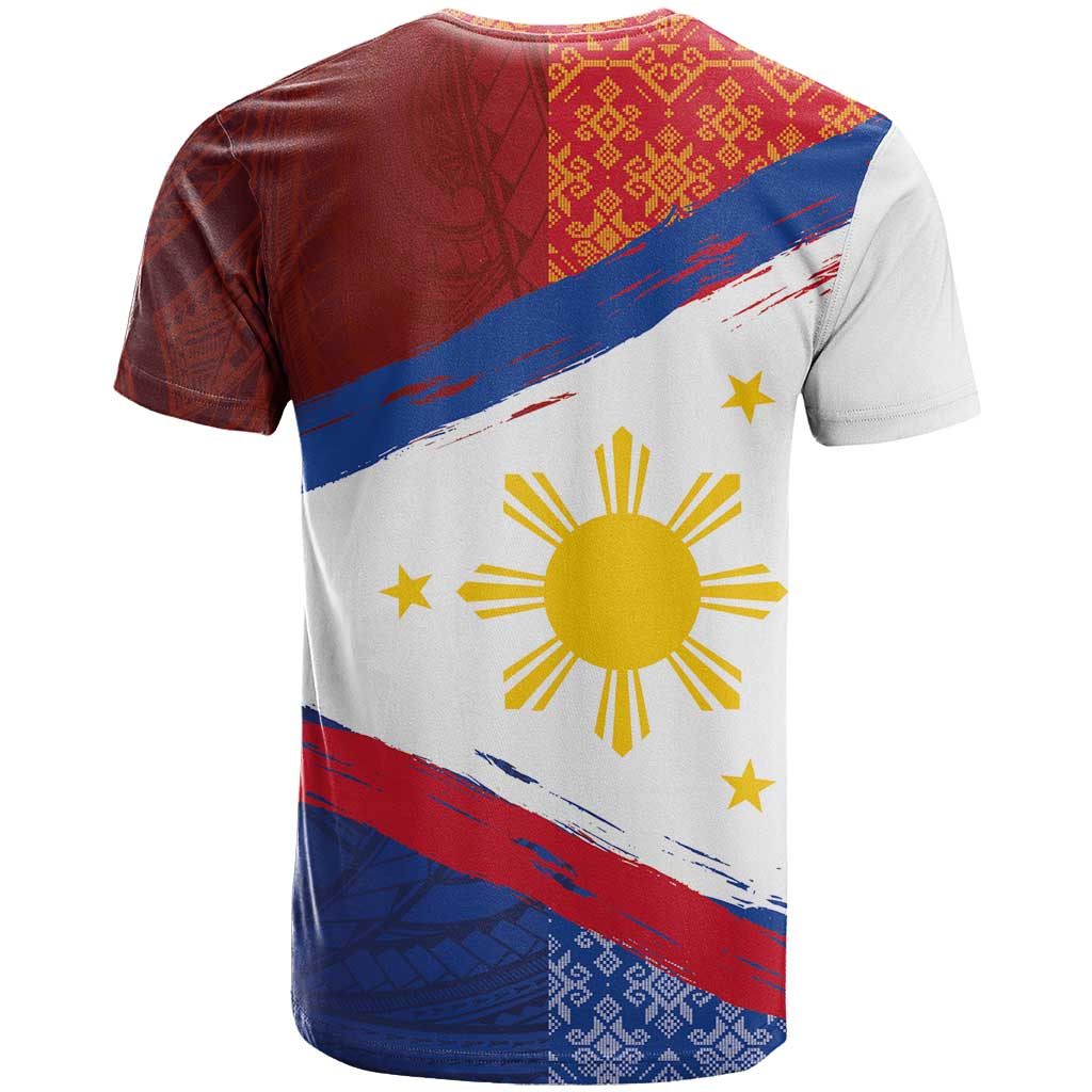 Philippines National Flag Day T Shirt Polynesian and Yakan Tattoo Brush Style