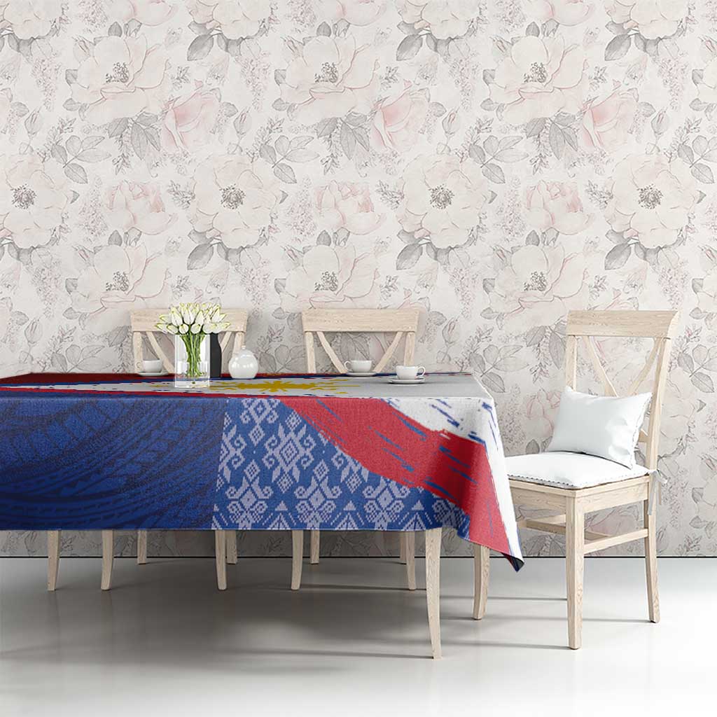 Philippines National Flag Day Tablecloth Polynesian and Yakan Tattoo Brush Style