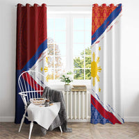 Philippines National Flag Day Window Curtain Polynesian and Yakan Tattoo Brush Style