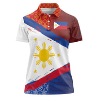 Philippines National Flag Day Women Polo Shirt Polynesian and Yakan Tattoo Brush Style