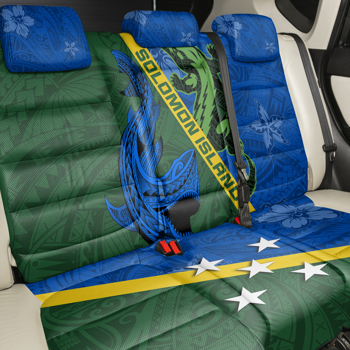 Solomon Island Crocodile and Shark Back Car Seat Cover Polynesian Pattern