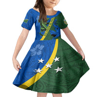 Solomon Island Crocodile and Shark Family Matching Short Sleeve Bodycon Dress and Hawaiian Shirt Polynesian Pattern LT03 Daughter's Dress Blue - Polynesian Pride