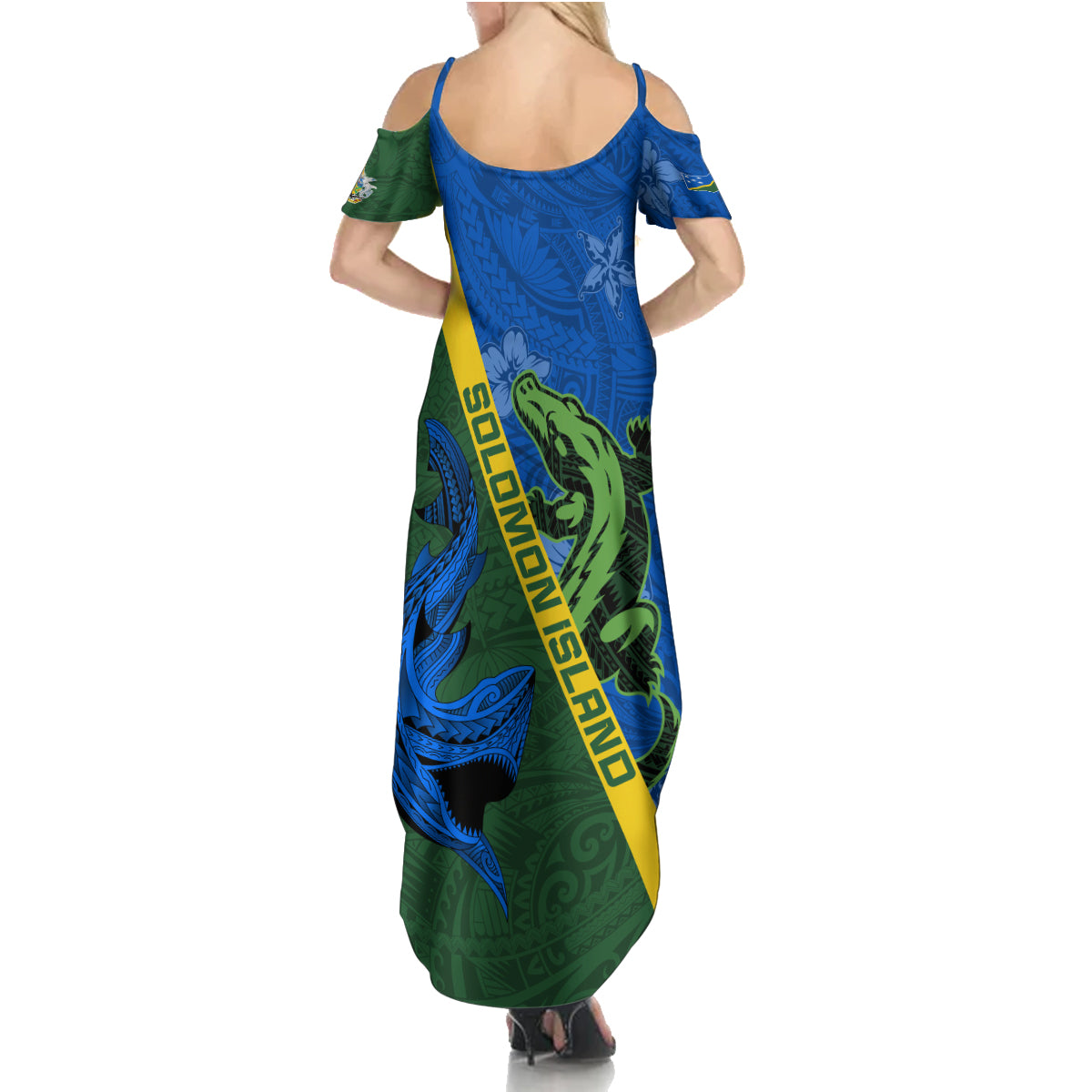 Solomon Island Crocodile and Shark Summer Maxi Dress Polynesian Pattern