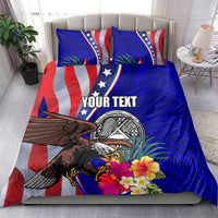 Personalised American Samoa and United States Bedding Set Bald Eagle and Seal Hibiscus Polynesian Pattern LT03 - Polynesian Pride