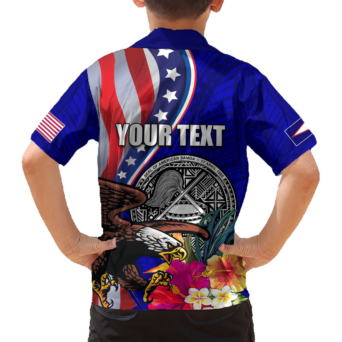 Personalised American Samoa and United States Hawaiian Shirt Bald Eagle and Seal Hibiscus Polynesian Pattern LT03 - Polynesian Pride