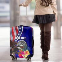 Personalised American Samoa and United States Luggage Cover Bald Eagle and Seal Hibiscus Polynesian Pattern LT03 - Polynesian Pride