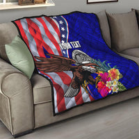 Personalised American Samoa and United States Quilt Bald Eagle and Seal Hibiscus Polynesian Pattern LT03 - Polynesian Pride