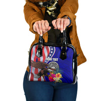 Personalised American Samoa and United States Shoulder Handbag Bald Eagle and Seal Hibiscus Polynesian Pattern LT03 One Size Blue - Polynesian Pride