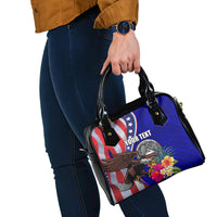 Personalised American Samoa and United States Shoulder Handbag Bald Eagle and Seal Hibiscus Polynesian Pattern LT03 - Polynesian Pride