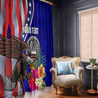 Personalised American Samoa and United States Window Curtain Bald Eagle and Seal Hibiscus Polynesian Pattern LT03 - Polynesian Pride