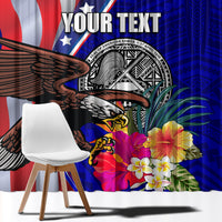 Personalised American Samoa and United States Window Curtain Bald Eagle and Seal Hibiscus Polynesian Pattern LT03 - Polynesian Pride