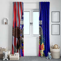 Personalised American Samoa and United States Window Curtain Bald Eagle and Seal Hibiscus Polynesian Pattern LT03 - Polynesian Pride