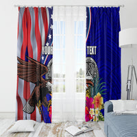 Personalised American Samoa and United States Window Curtain Bald Eagle and Seal Hibiscus Polynesian Pattern LT03 - Polynesian Pride