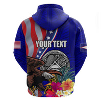 Personalised American Samoa and United States Zip Hoodie Bald Eagle and Seal Hibiscus Polynesian Pattern LT03 - Polynesian Pride