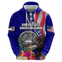 Personalised American Samoa and United States Zip Hoodie Bald Eagle and Seal Hibiscus Polynesian Pattern LT03 - Polynesian Pride