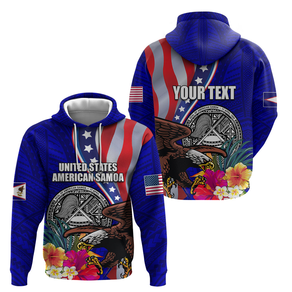 Personalised American Samoa and United States Zip Hoodie Bald Eagle and Seal Hibiscus Polynesian Pattern LT03 - Polynesian Pride