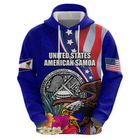 Personalised American Samoa and United States Zip Hoodie Bald Eagle and Seal Hibiscus Polynesian Pattern LT03 - Polynesian Pride