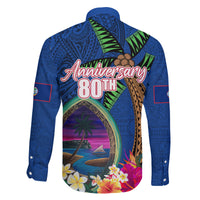 Guam Liberation Day 80th Anniversary Family Matching Long Sleeve Bodycon Dress and Hawaiian Shirt Palm Tree and Seal Artwork Hibiscus Polynesian Pattern LT03 - Polynesian Pride