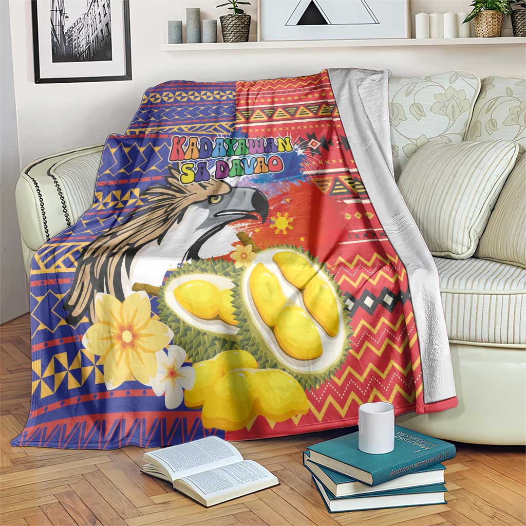 Philippines Kadayawan Blanket Filipino Eagle Durian with Polynesian and Igorots Pattern LT03 Red - Polynesian Pride