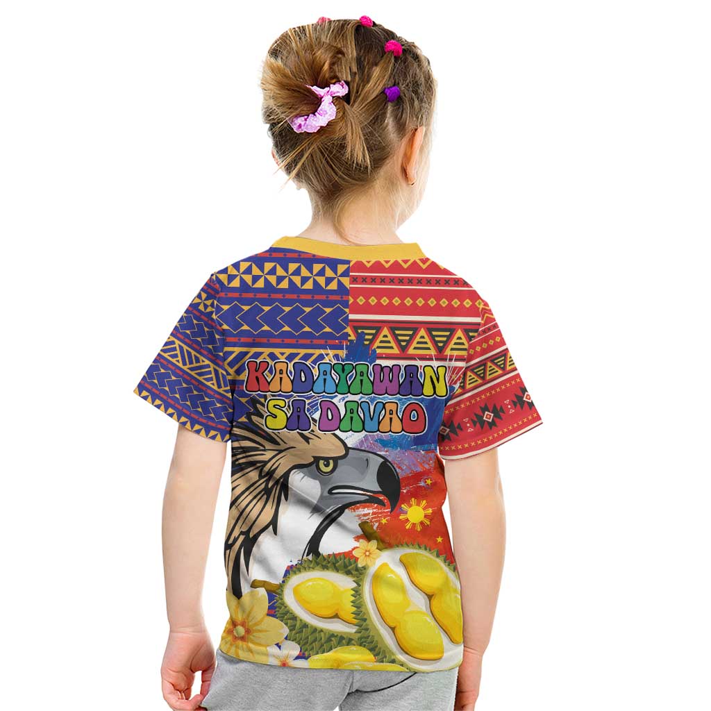 Philippines Kadayawan Kid T Shirt Filipino Eagle Durian with Polynesian and Igorots Pattern