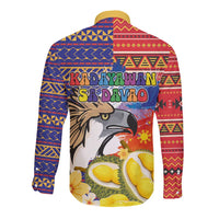 Philippines Kadayawan Long Sleeve Button Shirt Filipino Eagle Durian with Polynesian and Igorots Pattern LT03 - Polynesian Pride