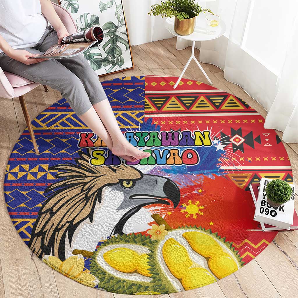 Philippines Kadayawan Round Carpet Filipino Eagle Durian with Polynesian and Igorots Pattern LT03 - Polynesian Pride