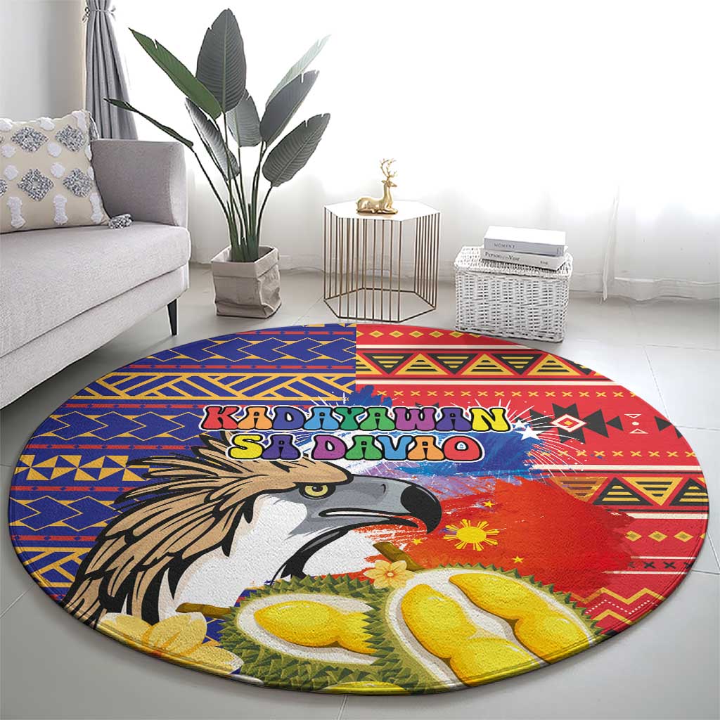 Philippines Kadayawan Round Carpet Filipino Eagle Durian with Polynesian and Igorots Pattern LT03 - Polynesian Pride