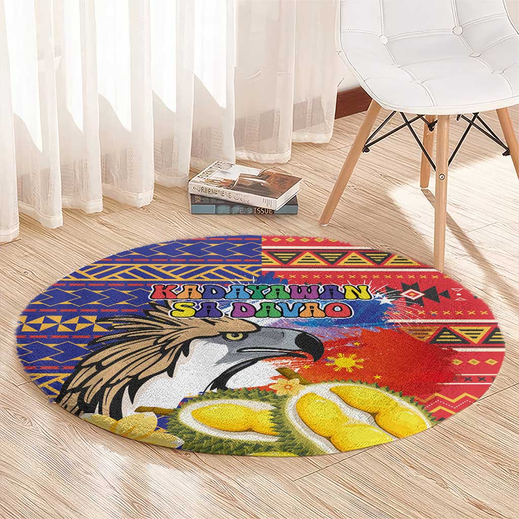 Philippines Kadayawan Round Carpet Filipino Eagle Durian with Polynesian and Igorots Pattern LT03 - Polynesian Pride