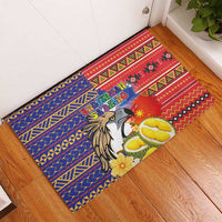 Philippines Kadayawan Rubber Doormat Filipino Eagle Durian with Polynesian and Igorots Pattern