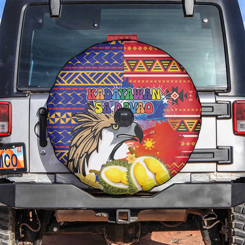 Philippines Kadayawan Spare Tire Cover Filipino Eagle Durian with Polynesian and Igorots Pattern LT03 Red - Polynesian Pride