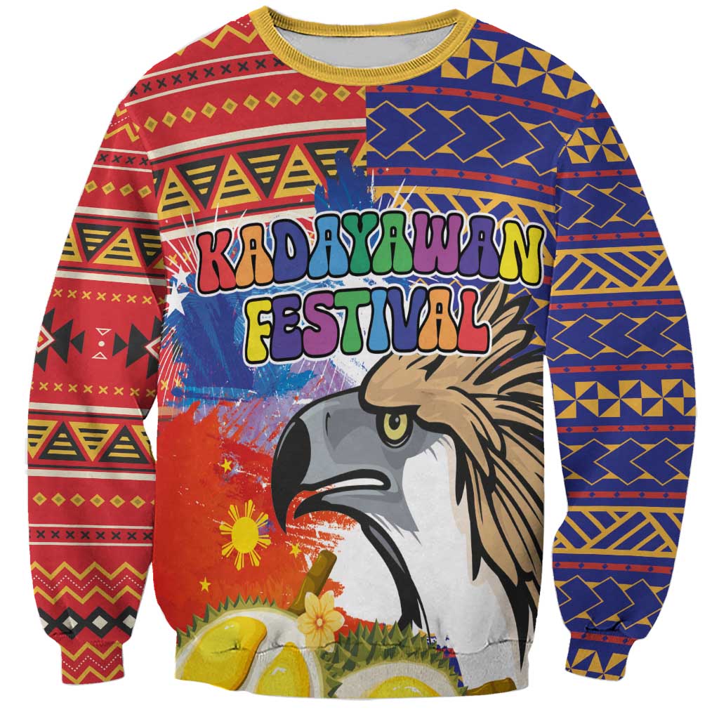 Philippines Kadayawan Sweatshirt Filipino Eagle Durian with Polynesian and Igorots Pattern LT03 Unisex Red - Polynesian Pride
