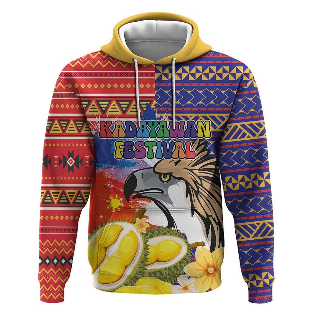 Philippines Kadayawan Zip Hoodie Filipino Eagle Durian with Polynesian and Igorots Pattern LT03 Pullover Hoodie Red - Polynesian Pride