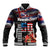 Hawaii Statehood Day Baseball Jacket 50th state of the United States Kakau Tattoos and Hibiscus Grunge - Polynesian Pride