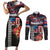 Hawaii Statehood Day Couples Matching Short Sleeve Bodycon Dress and Long Sleeve Button Shirt 50th state of the United States Kakau Tattoos and Hibiscus Grunge - Polynesian Pride