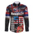 Hawaii Statehood Day Family Matching Off The Shoulder Long Sleeve Dress and Hawaiian Shirt 50th state of the United States Kakau Tattoos and Hibiscus Grunge - Polynesian Pride