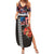 Hawaii Statehood Day Family Matching Summer Maxi Dress and Hawaiian Shirt 50th state of the United States Kakau Tattoos and Hibiscus Grunge - Polynesian Pride