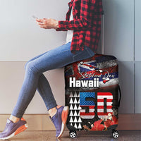 Hawaii Statehood Day Luggage Cover 50th state of the United States Kakau Tattoos and Hibiscus Grunge - Polynesian Pride