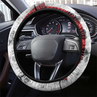 Hawaii Statehood Day Steering Wheel Cover 50th state of the United States Kakau Tattoos and Hibiscus Grunge - Polynesian Pride