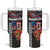 Hawaii Statehood Day Tumbler With Handle 50th state of the United States Kakau Tattoos and Hibiscus Grunge - Polynesian Pride