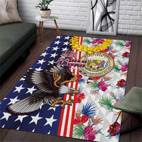 Hawaii and United States Together Area Rug Seal of Hawaii and Bald Eagle - Polynesian Pride