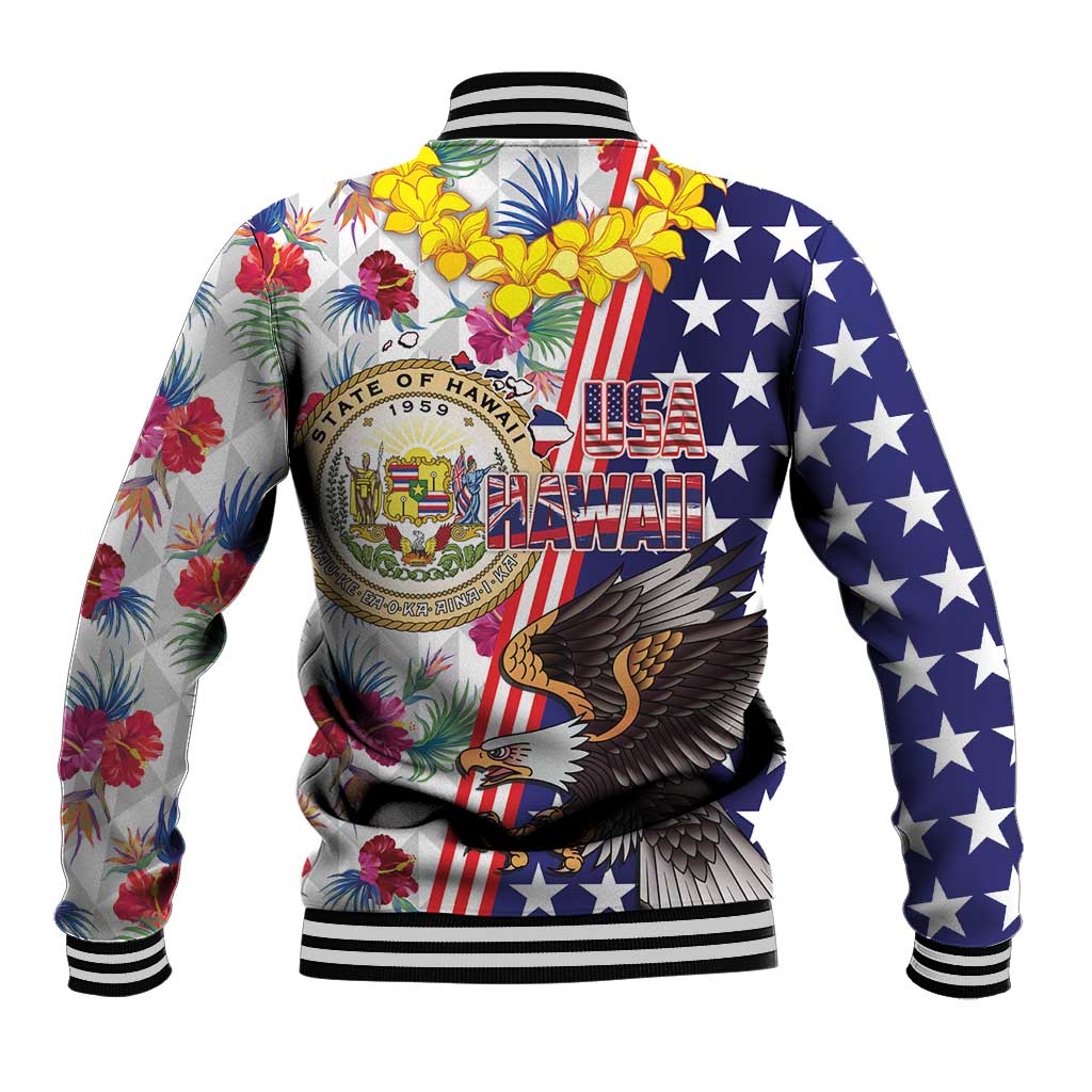 Hawaii and United States Together Baseball Jacket Seal of Hawaii and Bald Eagle - Polynesian Pride