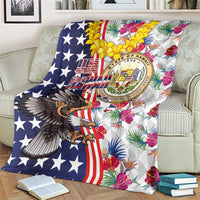 Hawaii and United States Together Blanket Seal of Hawaii and Bald Eagle - Polynesian Pride