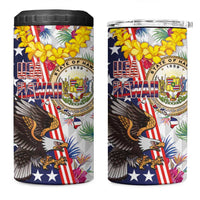Hawaii and United States Together 4 in 1 Can Cooler Tumbler Seal of Hawaii and Bald Eagle - Polynesian Pride